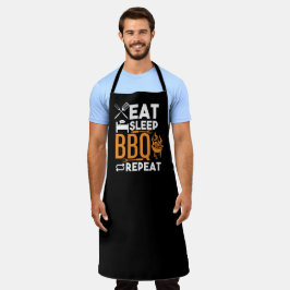 Eat Sleep BBQ Large Black Apron Schort