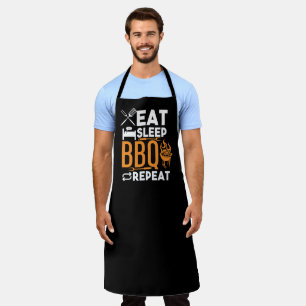 Eat Sleep BBQ Large Black Apron Schort