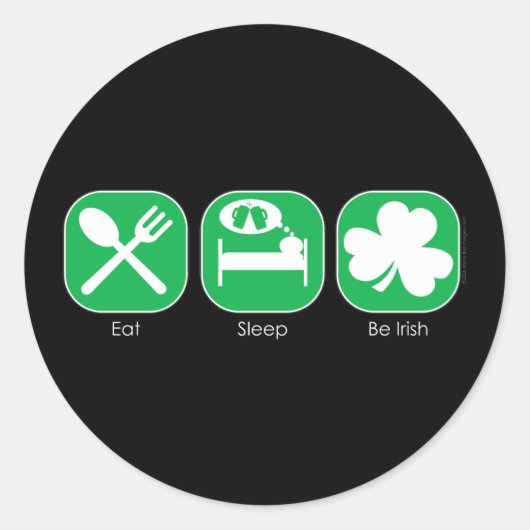 Eat Sleep Be Irish Copy Ronde Sticker (Voorkant)