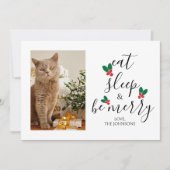 Eat Sleep Be Merry Pet Foto Kerstmis Feestdagenkaart (Voorkant)