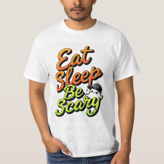 Eat Sleep Be Scary T-Shirt, Cute Ghost Halloween T T-shirt (Voorkant)