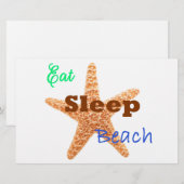 Eat Sleep Beach - 8,5 x 5,5 Poster Briefpapier (Voorkant / Achterkant)