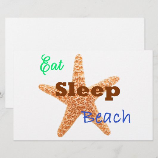 Eat Sleep Beach - 8,5 x 5,5 Poster Briefpapier (Voorkant / Achterkant)