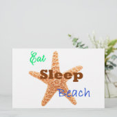 Eat Sleep Beach - 8,5 x 5,5 Poster Briefpapier (Staand voorkant)