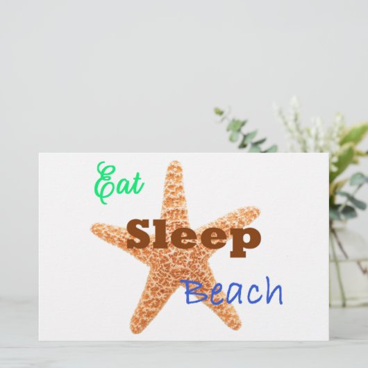 Eat Sleep Beach - 8,5 x 5,5 Poster Briefpapier (Staand voorkant)