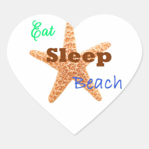 Eat Sleep Beach - Heart Sticker