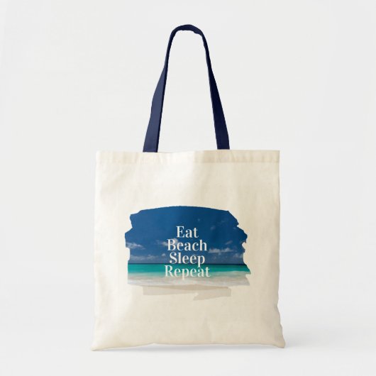 Eat Sleep Beach Herhaal Tropisch Turquoise Water Tote Bag (Voorkant)