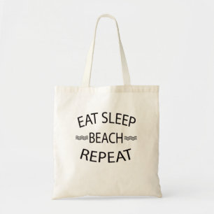 Eat Sleep Beach Herhaal zomerbak Tas