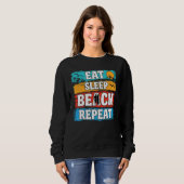 Eat Sleep Beach Herhaal zomersurfstrand Trui (Voorkant volledig)
