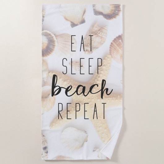 Eat Sleep Beach Herhalen Strandlaken (Voorkant)