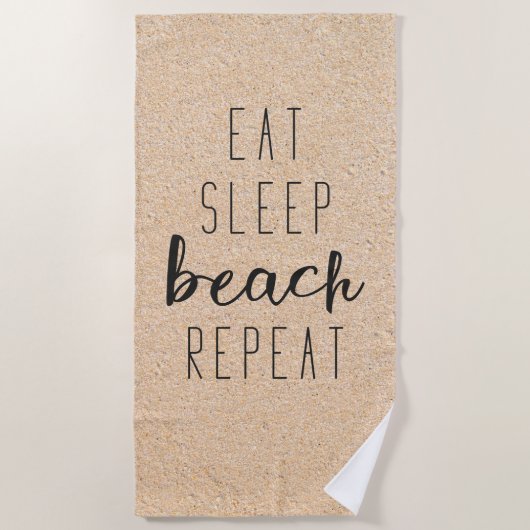 Eat Sleep Beach Herhalen Strandlaken (Voorkant)