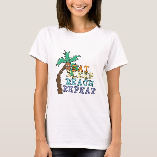 Eat Sleep Beach Herhalen T-shirt (Voorkant)