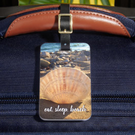 Eat Sleep Beach Quote Seashell Fotoscript Modern Bagagelabel