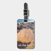 Eat Sleep Beach Quote Seashell Fotoscript Modern Bagagelabel (Voorkant verticaal)