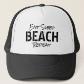 EAT SLEEP BEACH REPEAT  partijaanvoerder dat Trucker Pet (Voorkant)