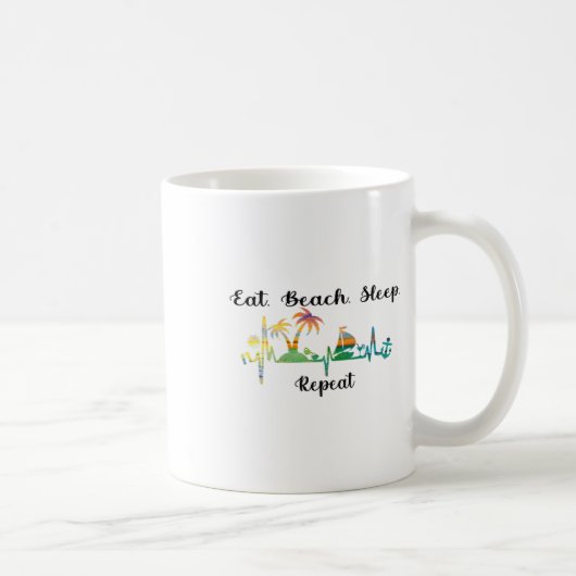 Eat Sleep Beach Repeat Summer Tropical Vacation Be Koffiemok (Rechts)