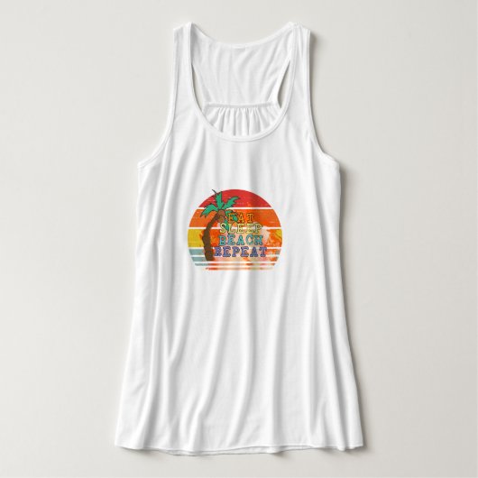 Eat Sleep Beach Tank - Aangepaste zomer Vibe Top (Design voorkant)