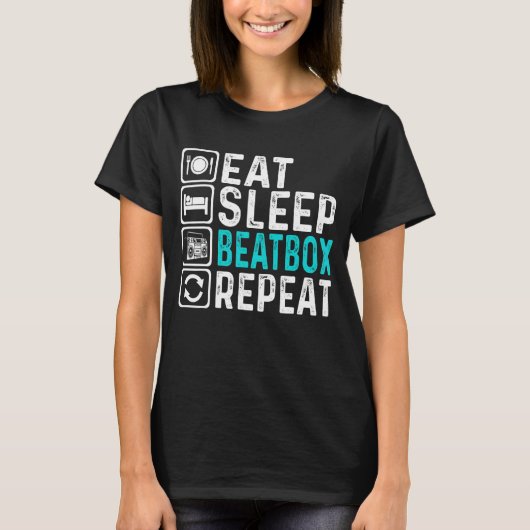 Eat Sleep Beatbox Herhaal Beatboxing Beatboxer T-shirt (Voorkant)
