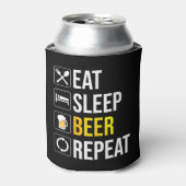 Eat Sleep Beer Herhalen Blikjeskoeler (Blikje Voorkant)