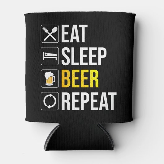 Eat Sleep Beer Herhalen Blikjeskoeler (Voorkant)
