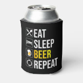 Eat Sleep Beer Herhalen Blikjeskoeler (Blikje Achterkant)