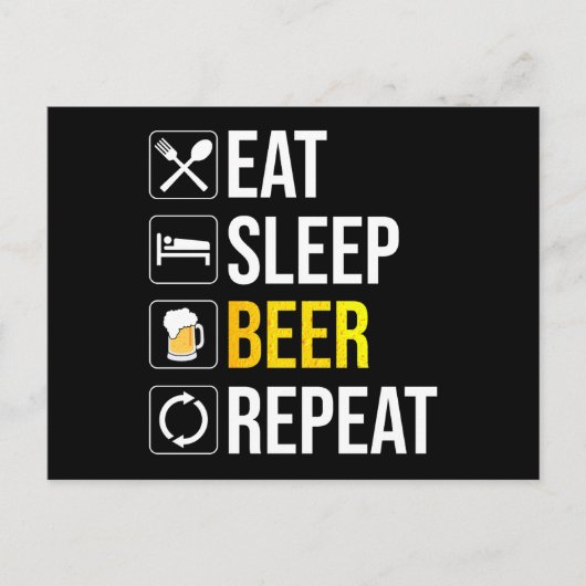 Eat Sleep Beer Herhalen Briefkaart (Voorkant)