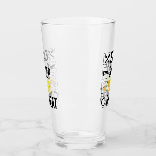Eat Sleep Beer Herhalen Glas (Links)