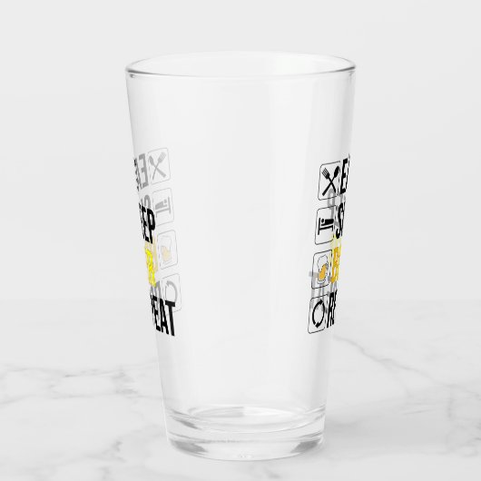 Eat Sleep Beer Herhalen Glas (Rechts)