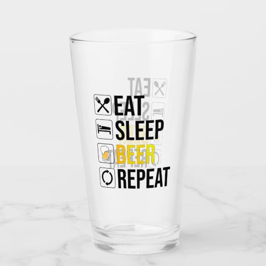 Eat Sleep Beer Herhalen Glas (Voorkant)
