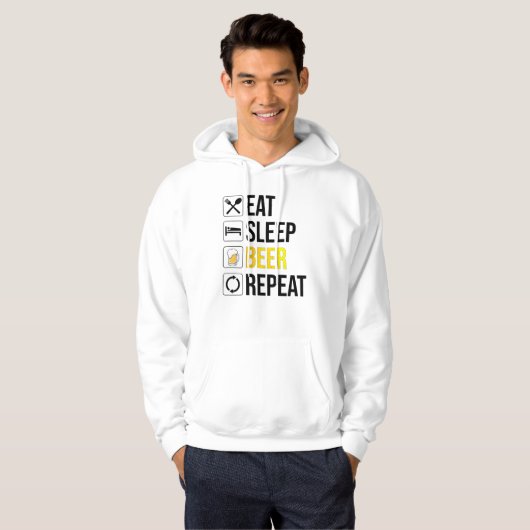 Eat Sleep Beer Herhalen Hoodie (Voorkant volledig)