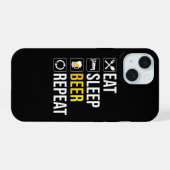 Eat Sleep Beer Herhalen iPhone 15 Case (Achterkant horizontaal)