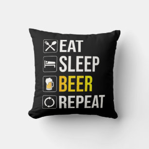 Eat Sleep Beer Herhalen Kussen