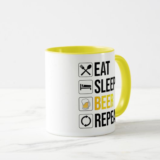 Eat Sleep Beer Herhalen Mok (Voorkant rechts)