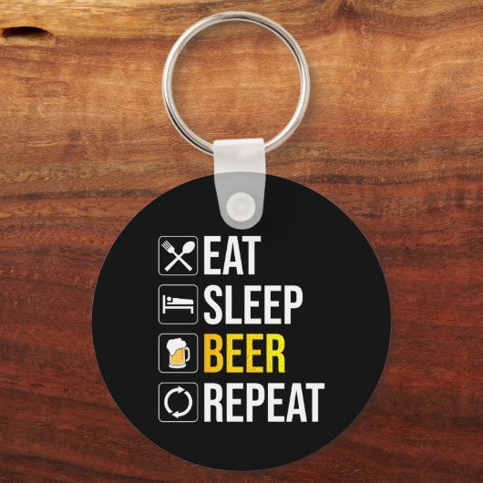 Eat Sleep Beer Herhalen Sleutelhanger (Achterkant)