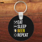 Eat Sleep Beer Herhalen Sleutelhanger (Voorkant)