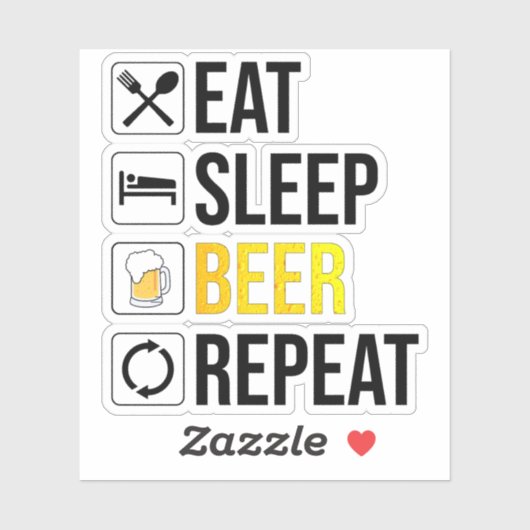 Eat Sleep Beer Herhalen Sticker (Vel)