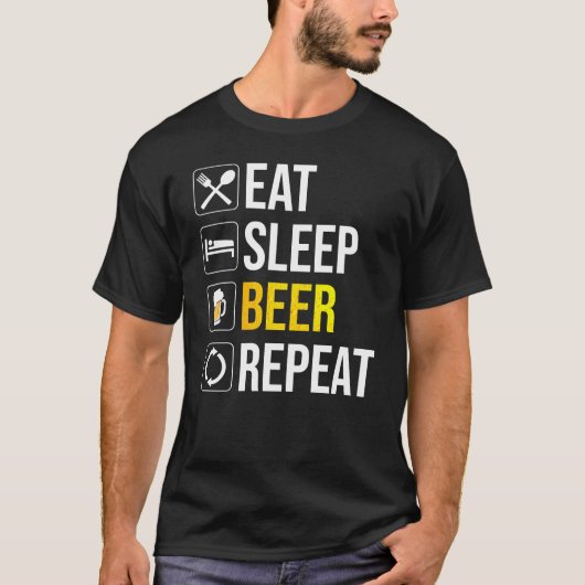 Eat Sleep Beer Herhalen T-shirt (Voorkant)