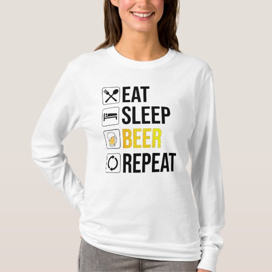 Eat Sleep Beer Herhalen T-shirt (Voorkant)