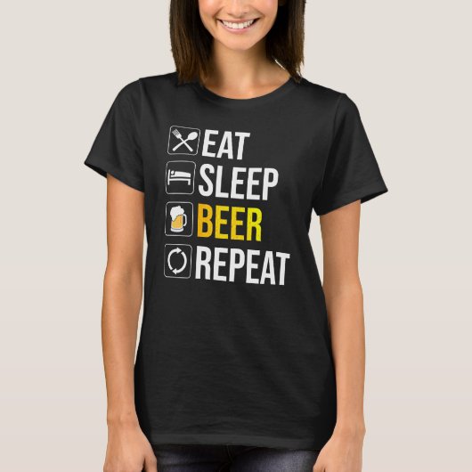 Eat Sleep Beer Herhalen T-shirt (Voorkant)