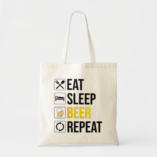 Eat Sleep Beer Herhalen Tote Bag (Voorkant)