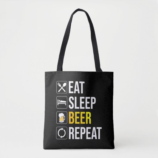 Eat Sleep Beer Herhalen Tote Bag (Voorkant)