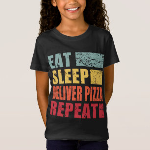 Eat Sleep Bied Pizza herhalen T-shirt