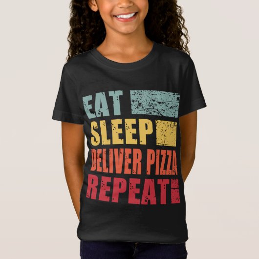 Eat Sleep Bied Pizza herhalen T-shirt (Voorkant)