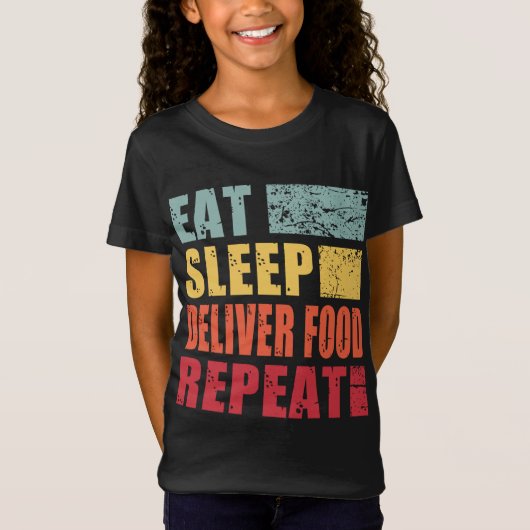 Eat Sleep Bied voedsel herhalen T-shirt (Voorkant)