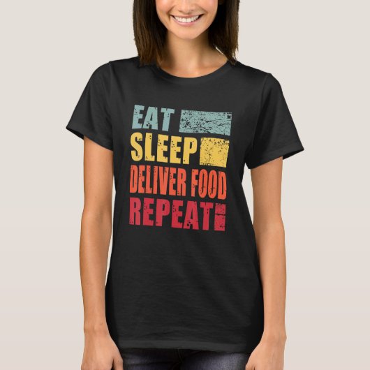 Eat Sleep Bied voedsel herhalen T-shirt (Voorkant)