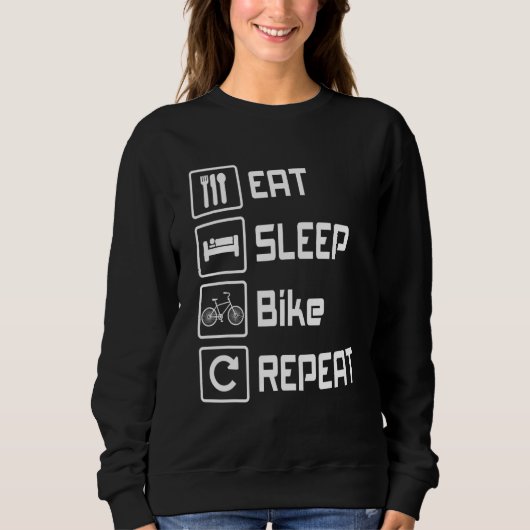 Eat Sleep Bike Herhaling Biking Cyclist Trui (Voorkant)