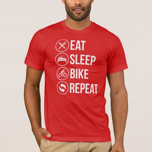 Eat Sleep Bike Herhaling T-shirt (Voorkant)