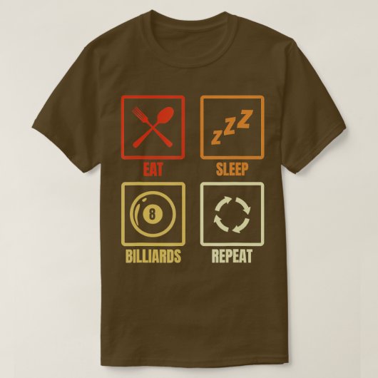 Eat Sleep Billiards Herhalen T-shirt (Design voorkant)