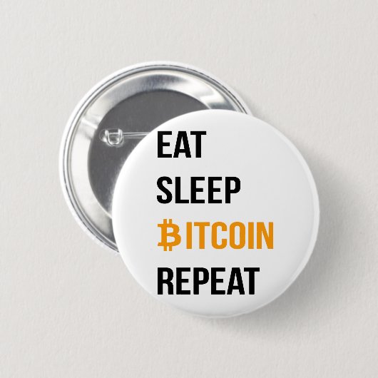 Eat Sleep Bitcoin Herhalen Ronde Button 5,7 Cm (Voorkant /achterkant)