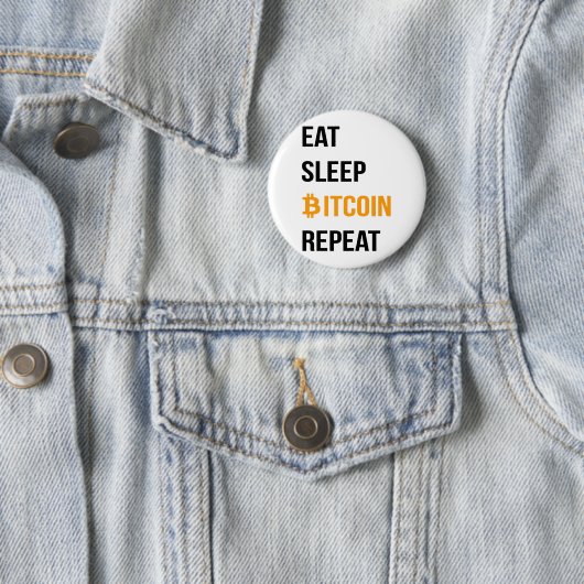 Eat Sleep Bitcoin Herhalen Ronde Button 5,7 Cm (In situ)